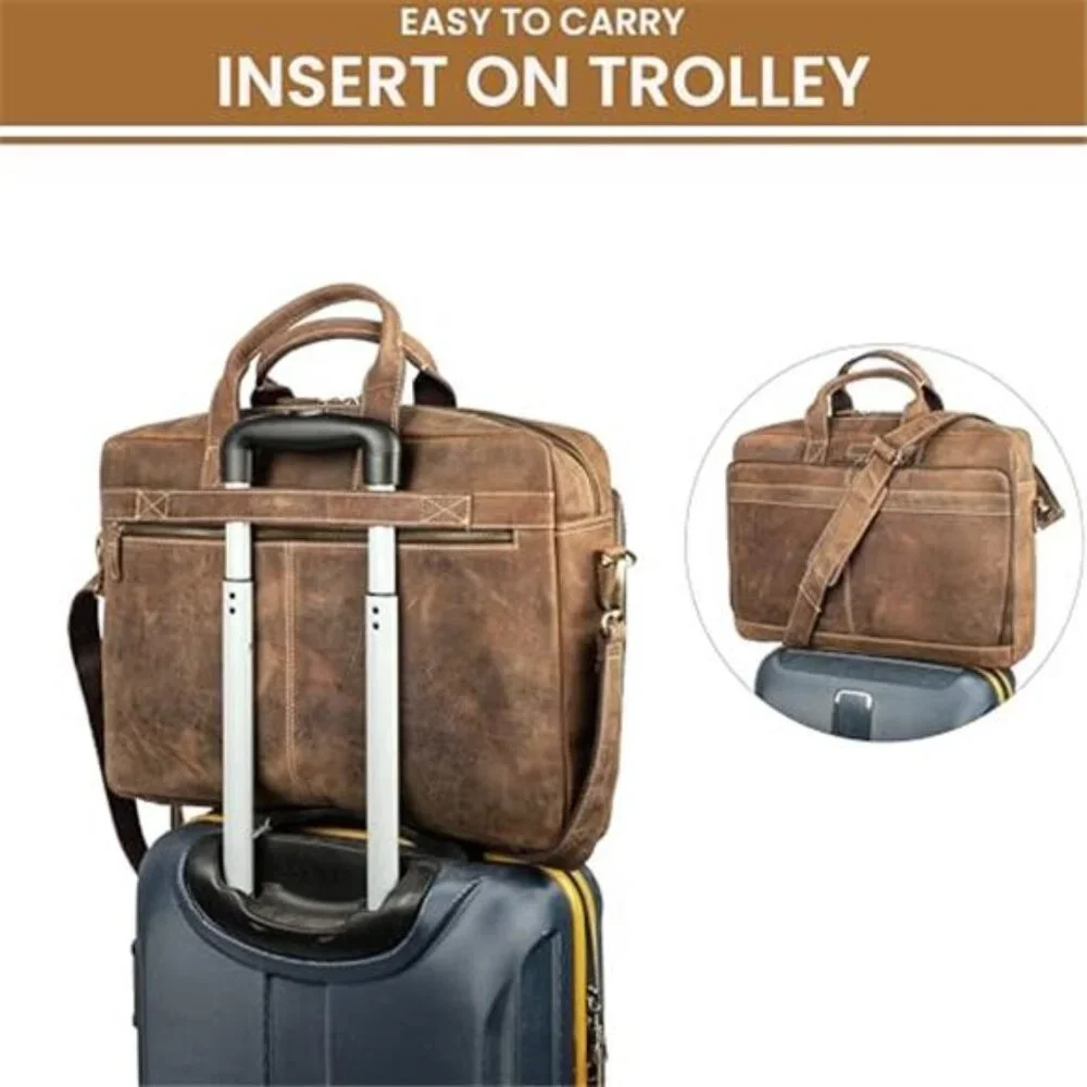 Men's Genuine Leather Messenger Handcrafted Vintage Laptop Briefcase